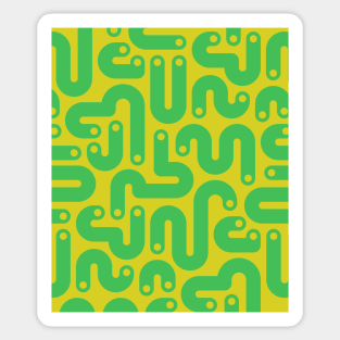 JELLY BEANS Squiggly New Wave Postmodern Abstract 1980s Geometric in Grass Green with Citron Yellow Dots - UnBlink Studio by Jackie Tahara Sticker